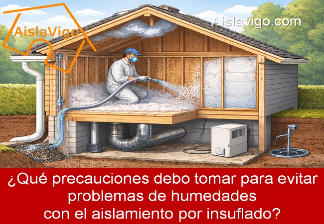 Qué precauciones debo tomar para evitar problemas de humedad con el aislamiento por insuflado